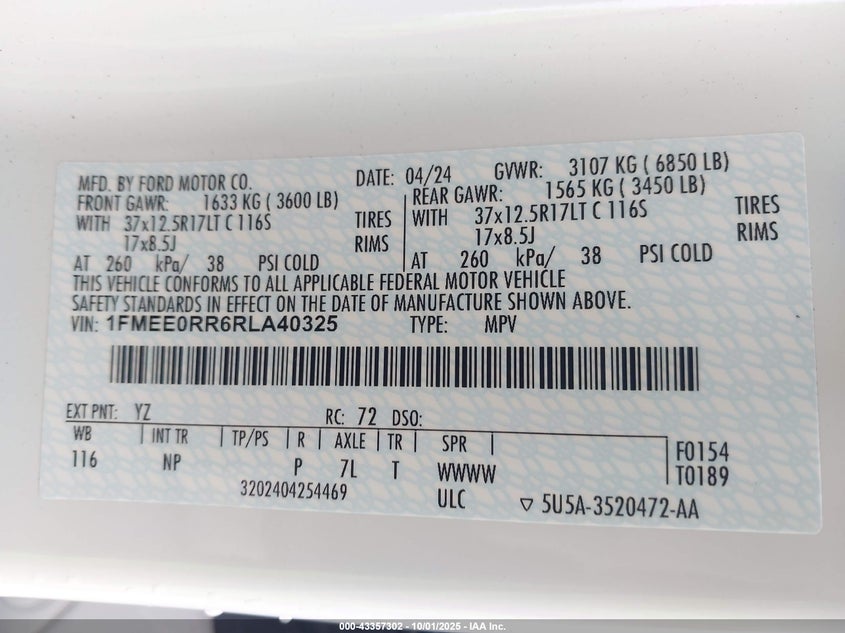 2024 FORD BRONCO RAPTOR - 1FMEE0RR6RLA40325