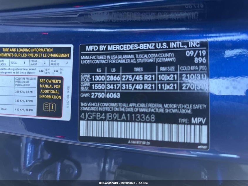 2020 MERCEDES-BENZ GLE 350 - 4JGFB4JB9LA113368