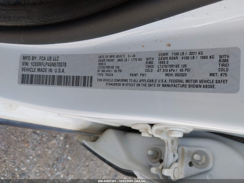 2025 RAM 1500 REBEL  4X4 5'7 BOX - 1C6SRFLP4SN570378