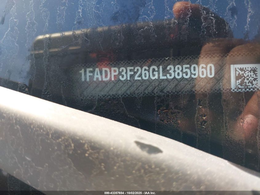2016 Ford Focus Se VIN: 1FADP3F26GL385960 Lot: 43357654