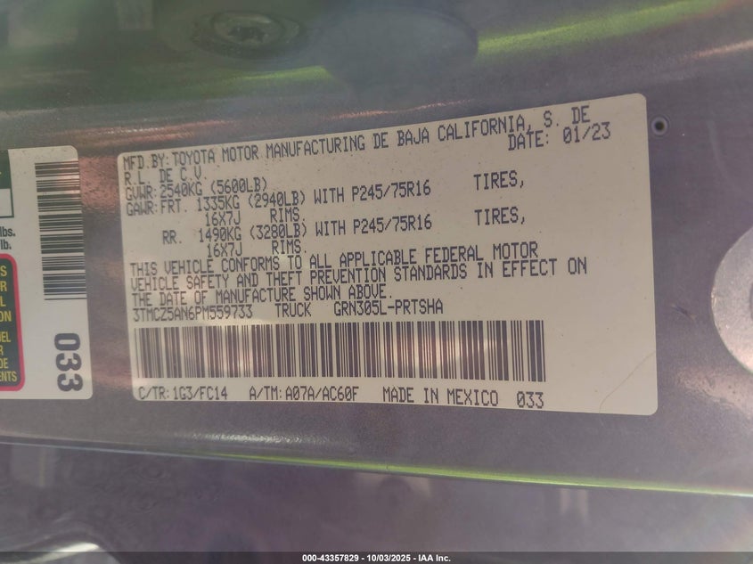 2023 TOYOTA TACOMA SR5 V6 - 3TMCZ5AN6PM559733