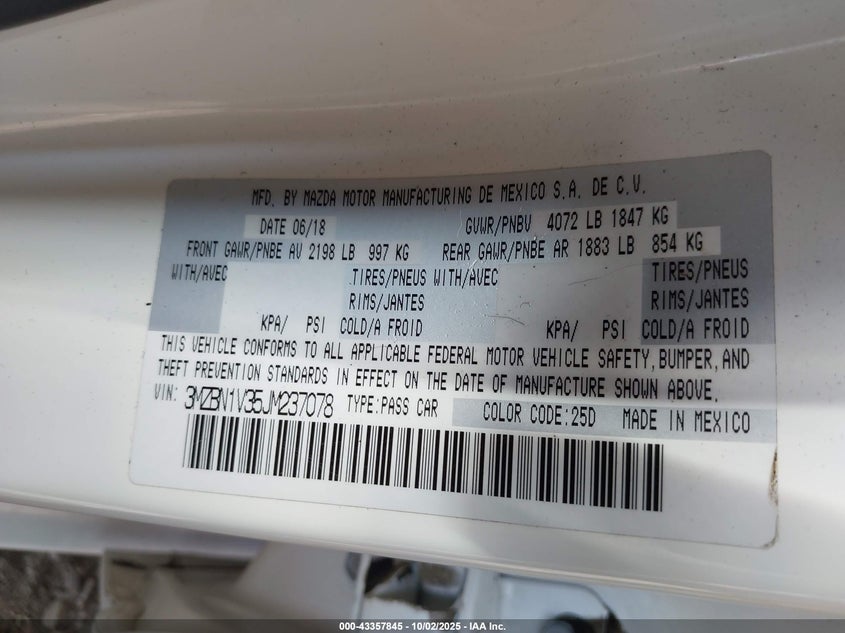 2018 MAZDA MAZDA3 TOURING - 3MZBN1V35JM237078