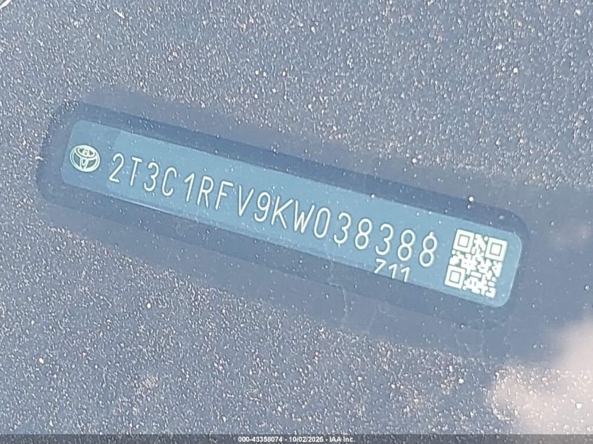 2019 Toyota Rav4 Xle Premium VIN: 2T3C1RFV9KW038388 Lot: 43358074