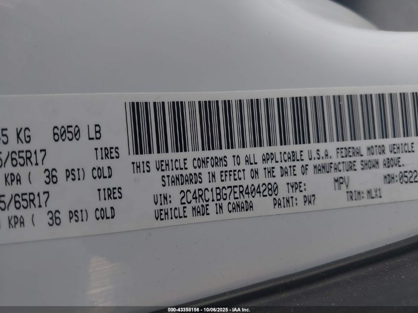 2014 Chrysler Town & Country Touring VIN: 2C4RC1BG7ER404280 Lot: 43358156