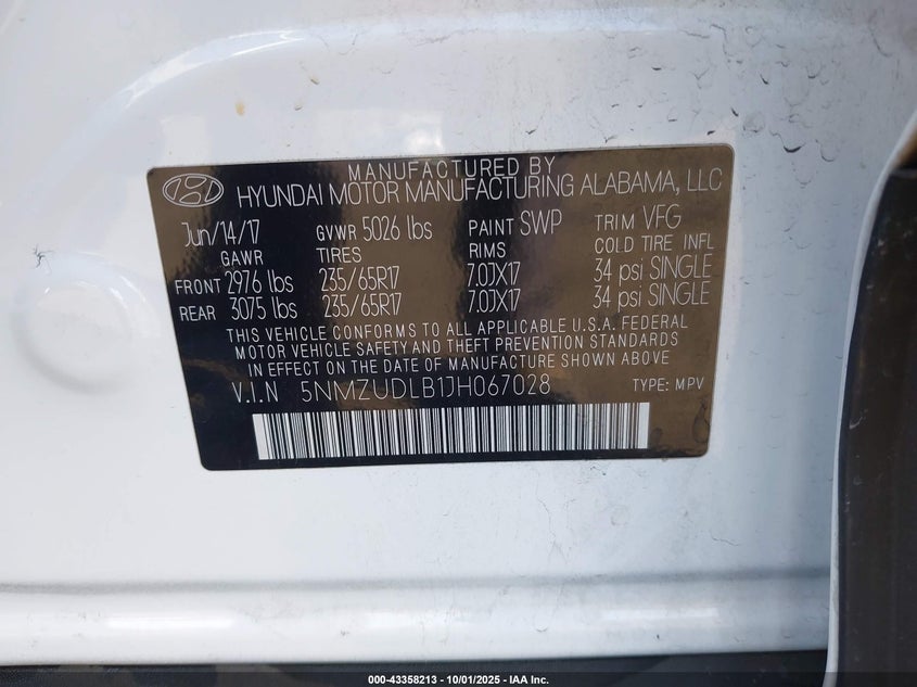 2018 Hyundai Santa Fe Sport 2.4L VIN: 5NMZUDLB1JH067028 Lot: 43358213