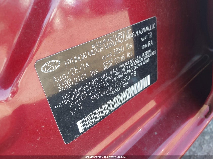 2015 HYUNDAI ELANTRA SE - 5NPDH4AE8FH580718