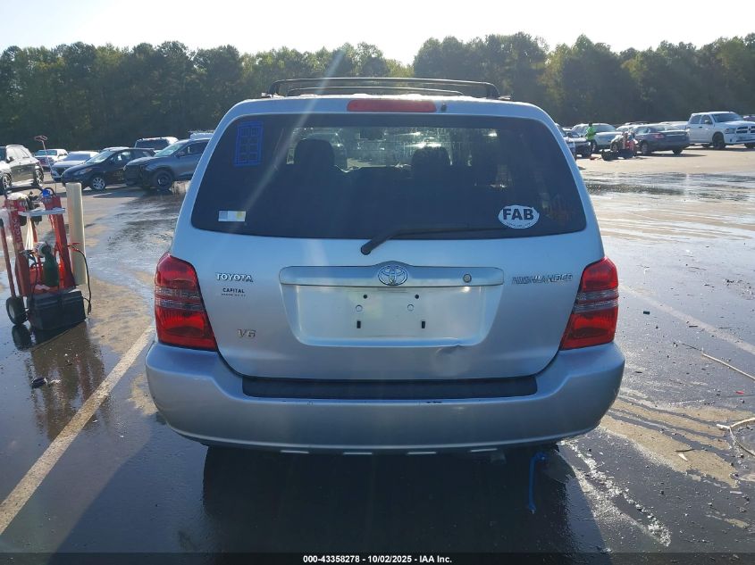 2003 Toyota Highlander V6 VIN: JTEGF21AX30075160 Lot: 43358278