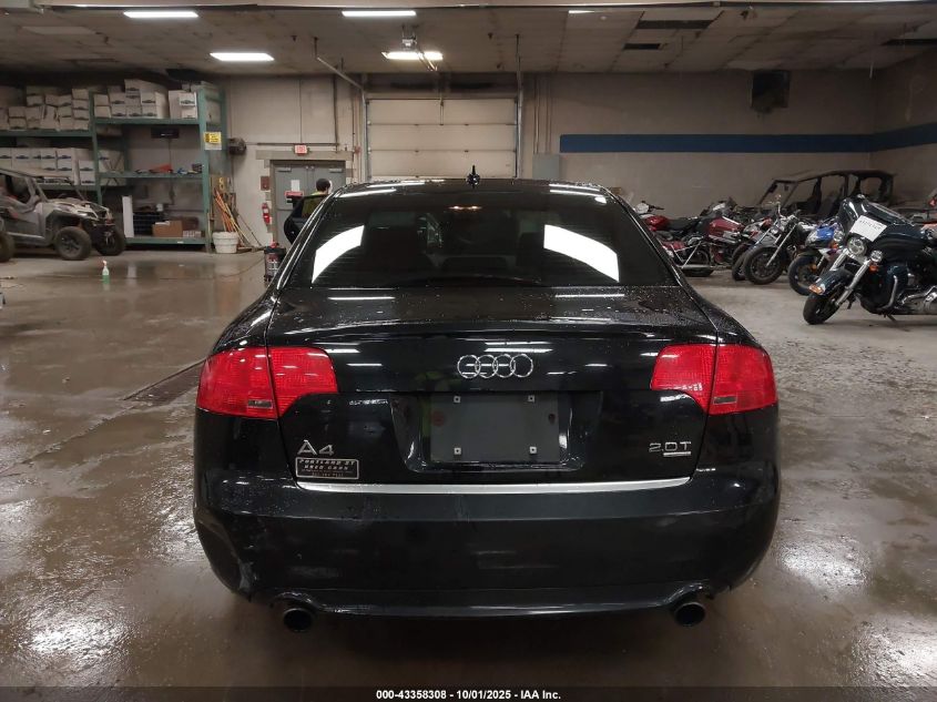 2008 Audi A4 2.0T VIN: WAUDF78E98A045627 Lot: 43358308