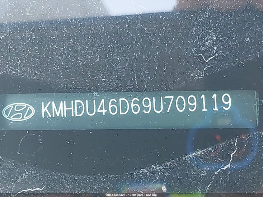 2009 Hyundai Elantra Gls VIN: KMHDU46D69U709119 Lot: 43358328