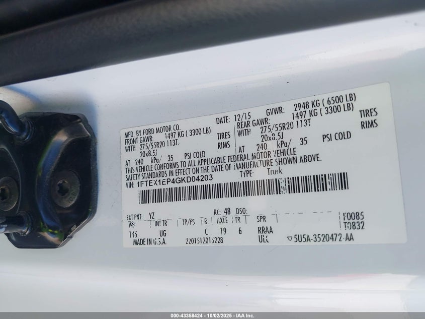 2016 FORD F-150 XLT - 1FTEX1EP4GKD04203