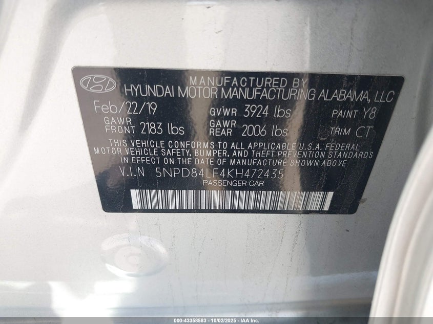 2019 HYUNDAI ELANTRA SEL - 5NPD84LF4KH472435