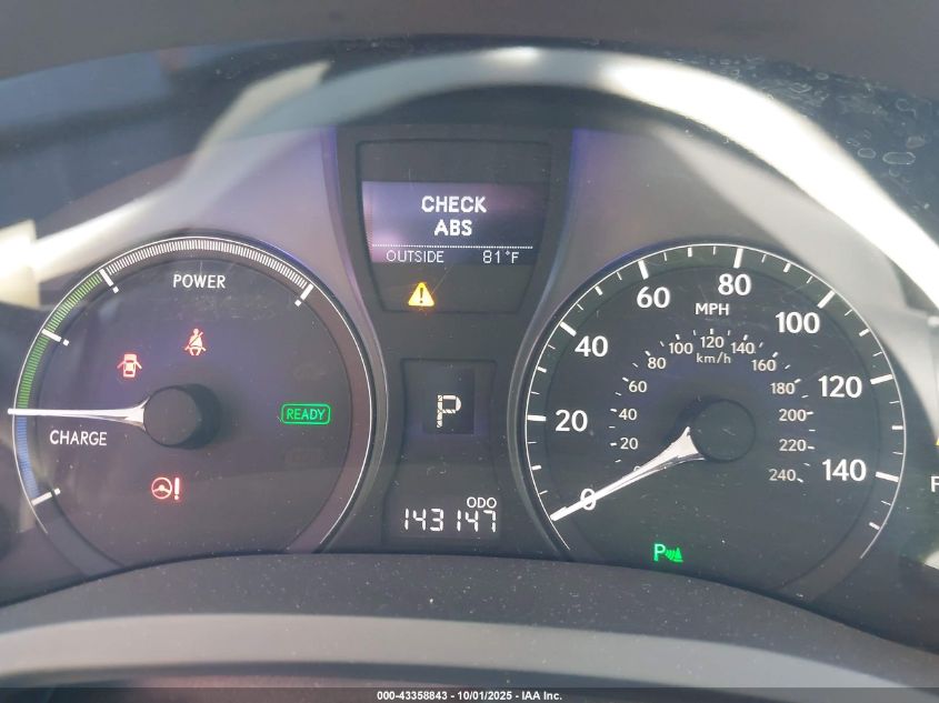 2010 Lexus Rx 450H VIN: JTJBC1BA6A2407626 Lot: 43358843