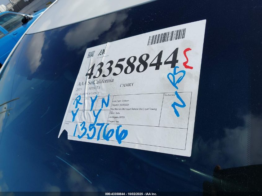 2015 Toyota Camry Se VIN: 4T1BF1FKXFU028424 Lot: 43358844