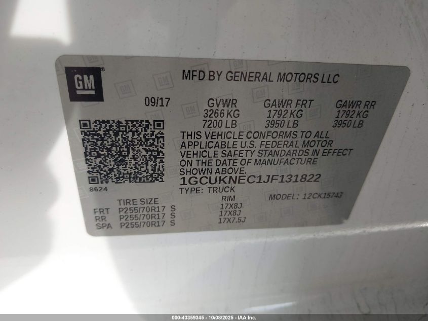 2018 Chevrolet Silverado 1500 Wt VIN: 1GCUKNEC1JF131822 Lot: 43359345