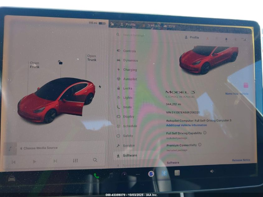 2018 Tesla Model 3 Long Range/Mid Range VIN: 5YJ3E1EA9JF056320 Lot: 43359378