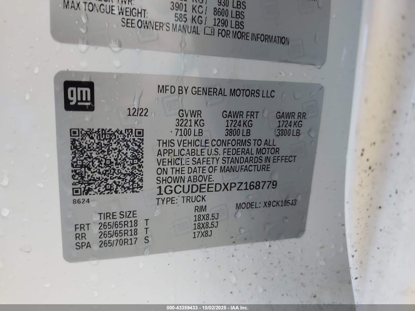 2023 Chevrolet Silverado 1500 4Wd Short Bed Rst VIN: 1GCUDEEDXPZ168779 Lot: 43359433