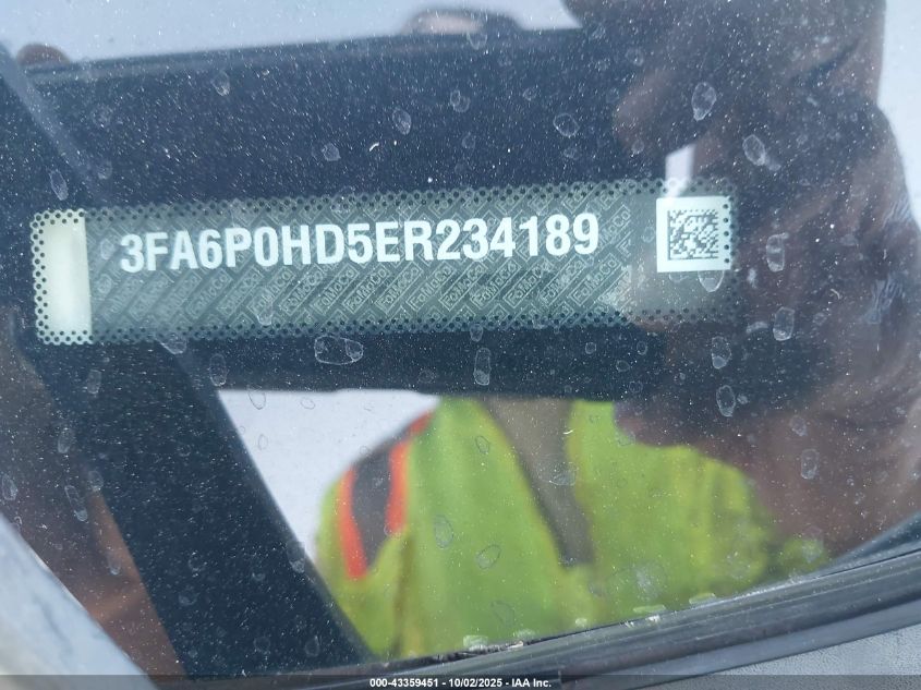 2014 Ford Fusion Se VIN: 3FA6P0HD5ER234189 Lot: 43359451