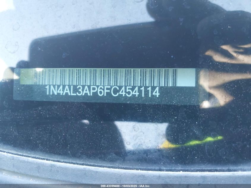 2015 Nissan Altima 2.5/2.5 S/2.5 Sl/2.5 Sv VIN: 1N4AL3AP6FC454114 Lot: 43359488