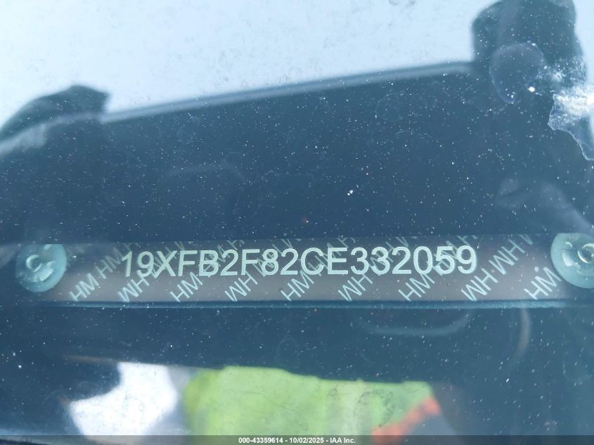 2012 Honda Civic Ex VIN: 19XFB2F82CE332059 Lot: 43359614