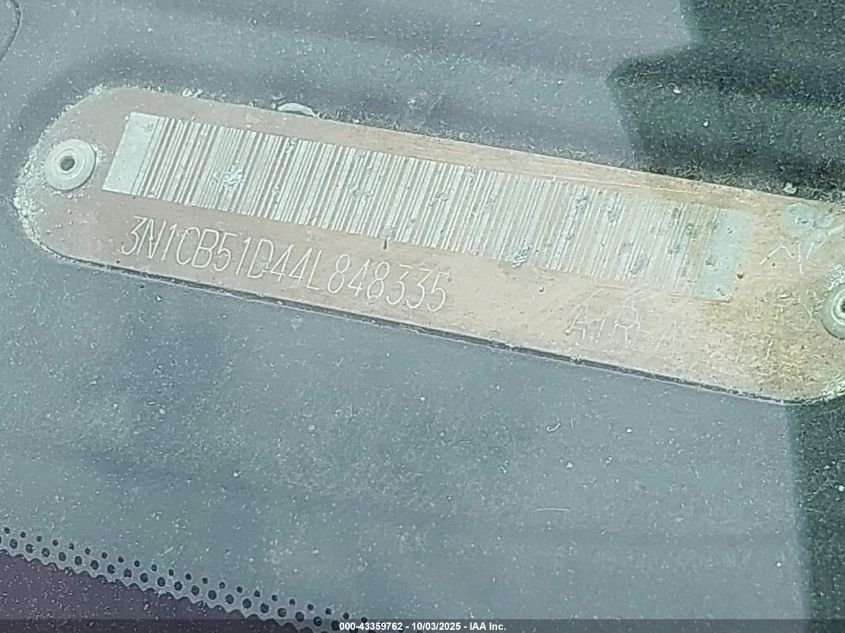 2004 Nissan Sentra 1.8S VIN: 3N1CB51D44L848335 Lot: 43359762