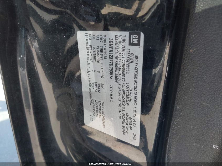 2007 Chevrolet Avalanche 1500 Ltz VIN: 3GNFK12377G253573 Lot: 43359768