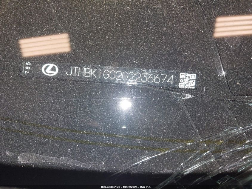 2016 Lexus Es 350 VIN: JTHBK1GG2G2236674 Lot: 43360170