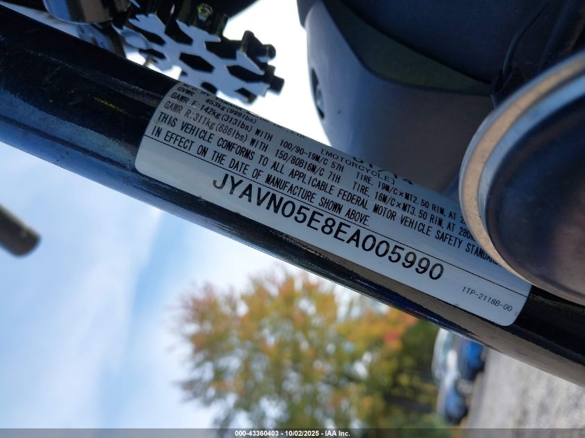 2014 Yamaha Xvs950 Cu VIN: JYAVN05E8EA005990 Lot: 43360403