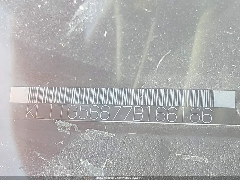 2007 Chevrolet Aveo Lt VIN: KL1TG56677B166166 Lot: 43360530