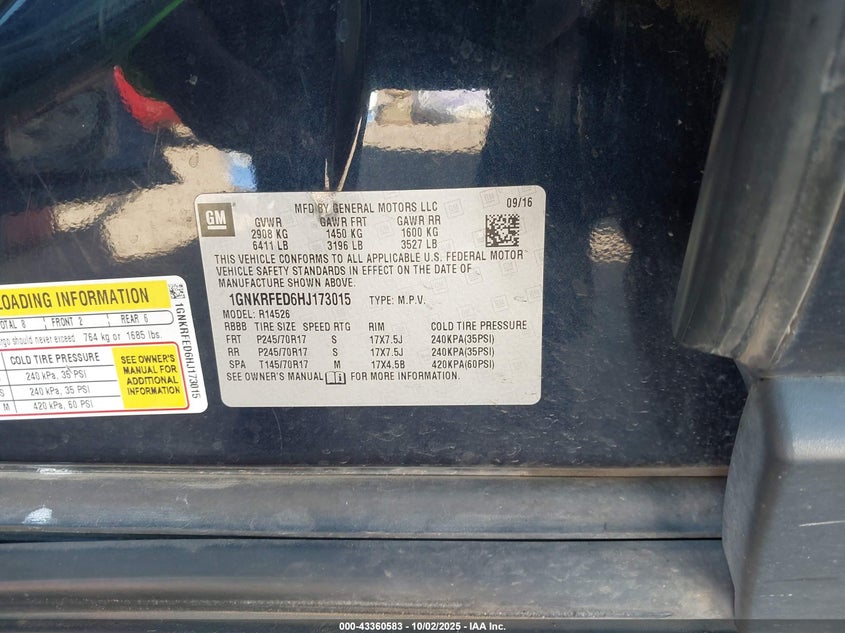 2017 CHEVROLET TRAVERSE LS - 1GNKRFED6HJ173015