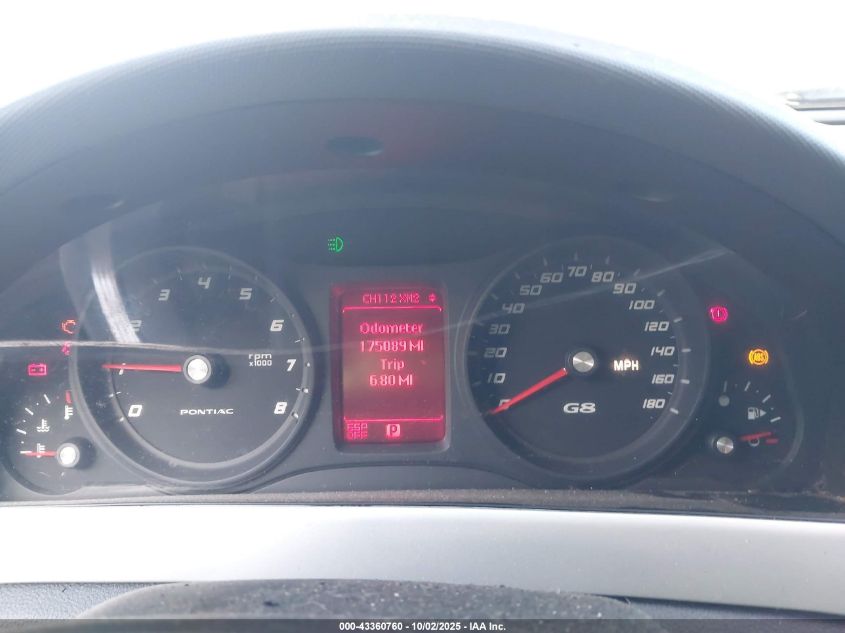 2009 Pontiac G8 VIN: 6G2ER57779L179135 Lot: 43360760