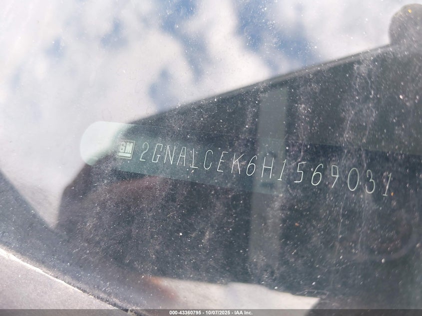 2017 Chevrolet Equinox Lt VIN: 2GNALCEK6H1569031 Lot: 43360795