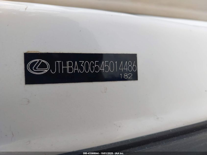 2004 Lexus Es 330 VIN: JTHBA30G545014486 Lot: 43360844