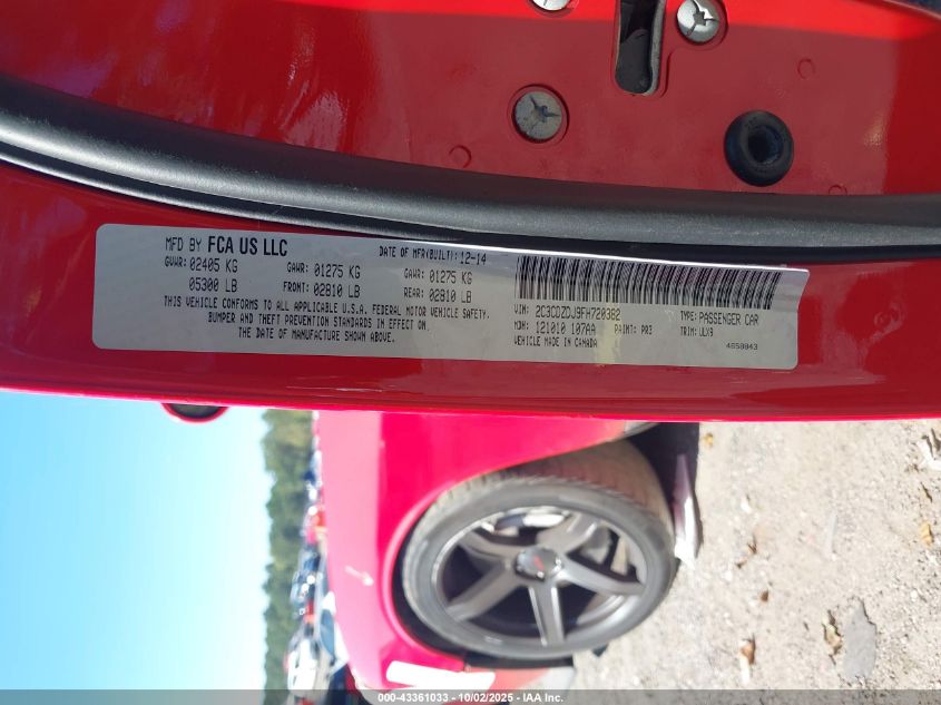 2015 Dodge Challenger Srt 392 VIN: 2C3CDZDJ9FH720382 Lot: 43361033