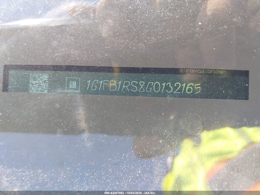 2016 Chevrolet Camaro 1Lt VIN: 1G1FB1RS8G0132165 Lot: 43361062