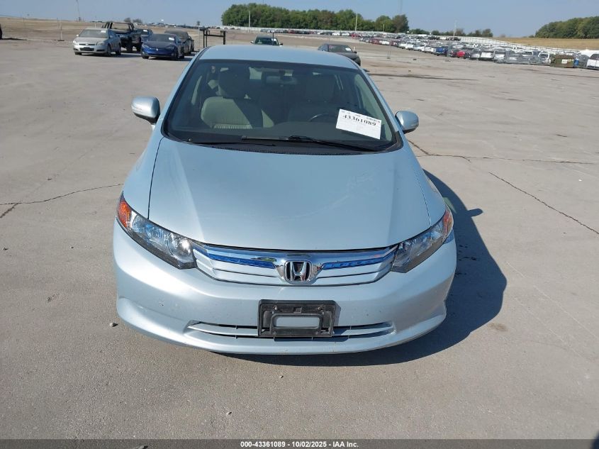 2012 Honda Civic Hybrid VIN: JHMFB4F39CS003726 Lot: 43361089