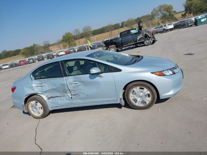 2012 Honda Civic Hybrid VIN: JHMFB4F39CS003726 Lot: 43361089