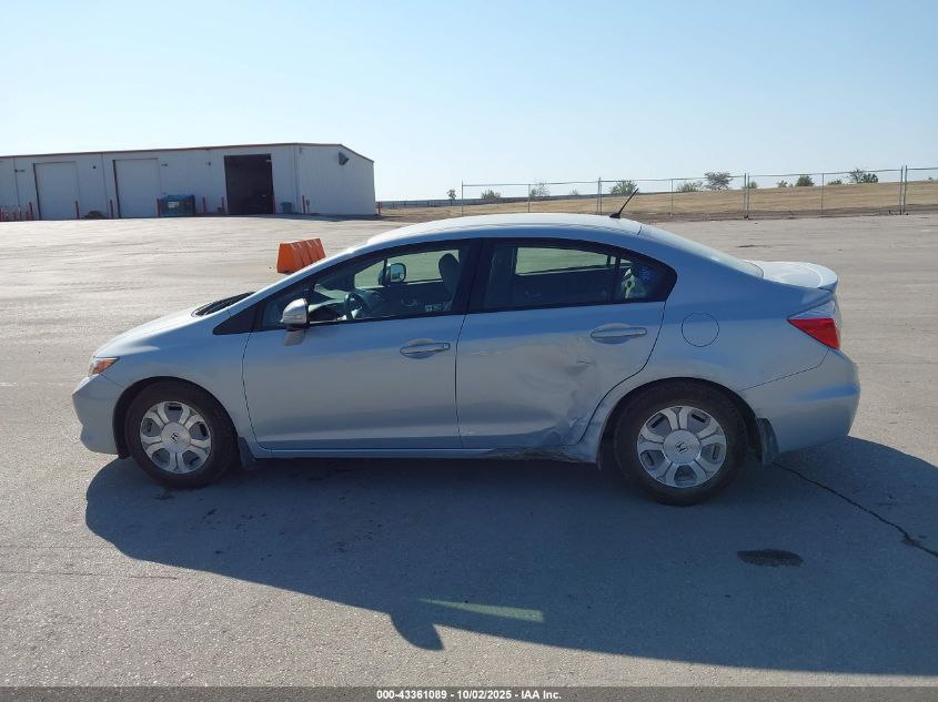 2012 Honda Civic Hybrid VIN: JHMFB4F39CS003726 Lot: 43361089
