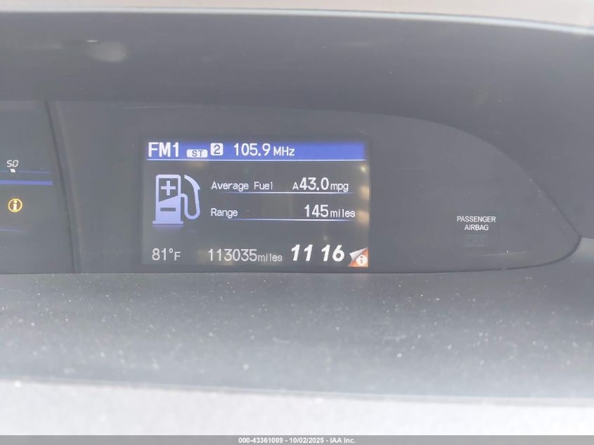 2012 Honda Civic Hybrid VIN: JHMFB4F39CS003726 Lot: 43361089