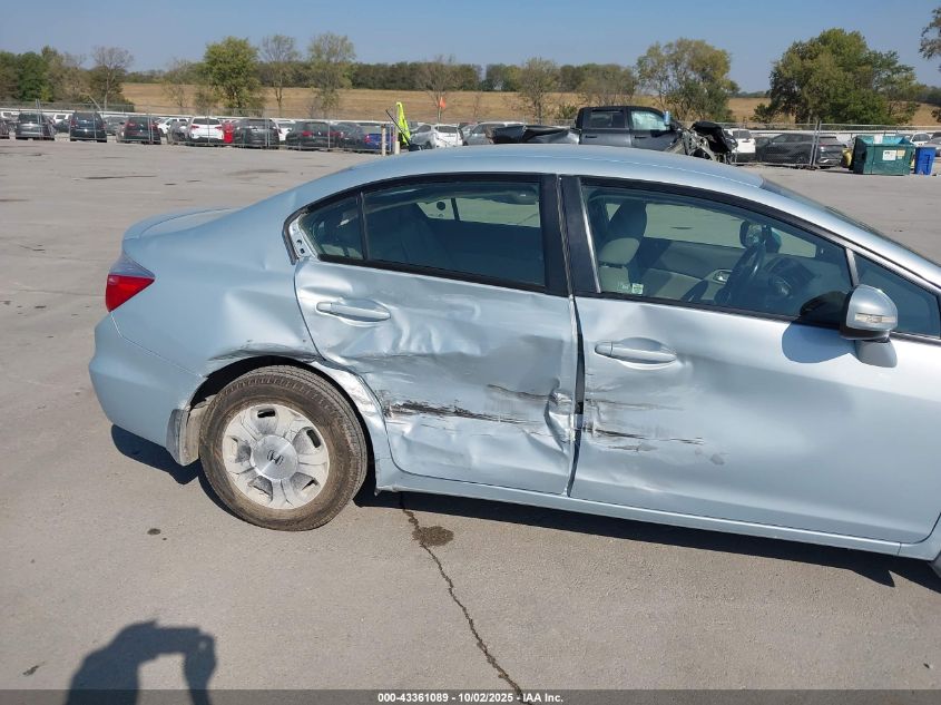 2012 Honda Civic Hybrid VIN: JHMFB4F39CS003726 Lot: 43361089