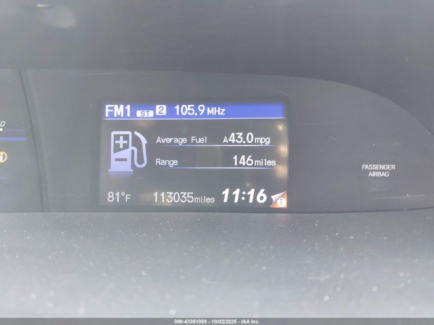 2012 Honda Civic Hybrid VIN: JHMFB4F39CS003726 Lot: 43361089