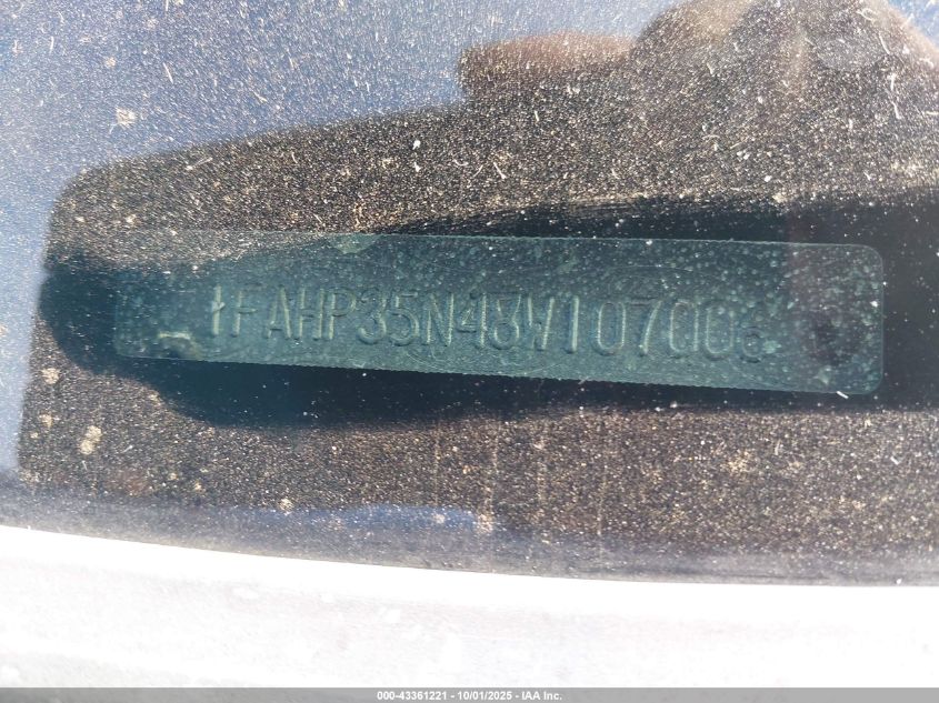 2008 Ford Focus Se/Ses VIN: 1FAHP35N48W107006 Lot: 43361221