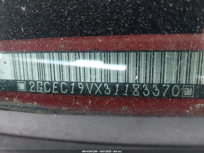 2003 Chevrolet Silverado 1500 VIN: 2GCEC19VX31183370 Lot: 43361286