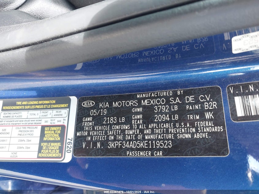 2019 KIA FORTE S - 3KPF34AD5KE119523