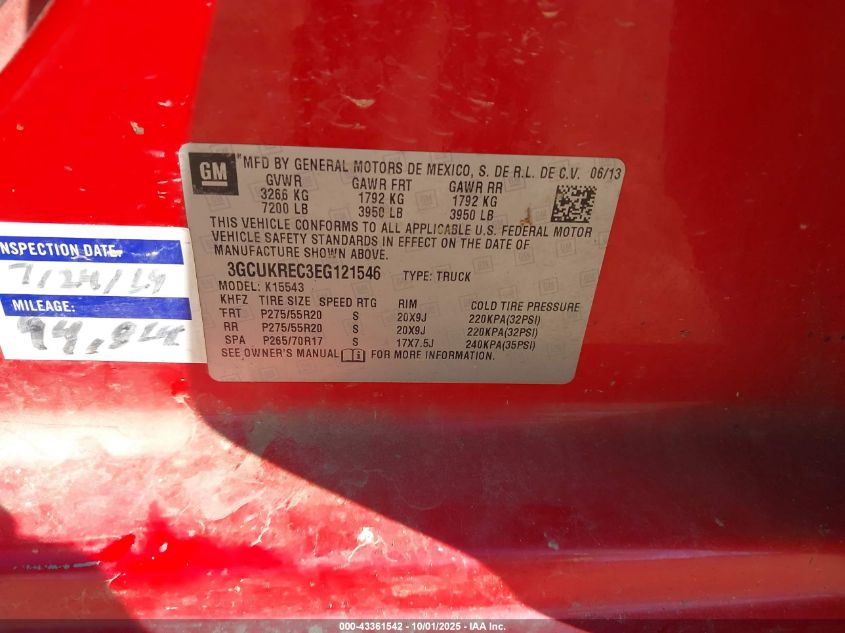 2014 Chevrolet Silverado 1500 1Lt VIN: 3GCUKREC3EG121546 Lot: 43361542