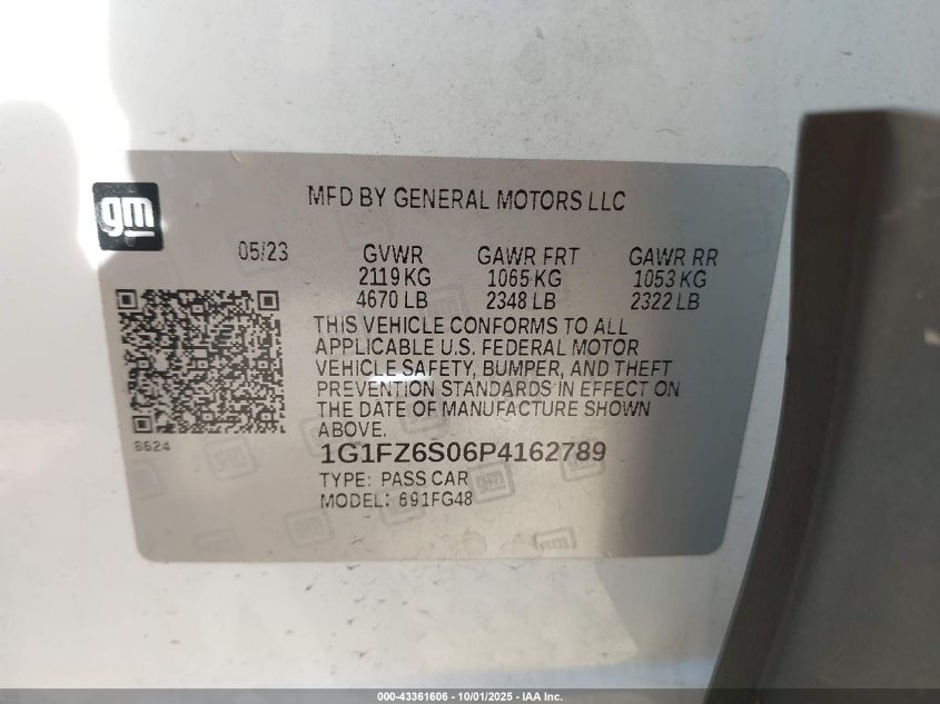 2023 Chevrolet Bolt Euv Fwd Premier VIN: 1G1FZ6S06P4162789 Lot: 43361606