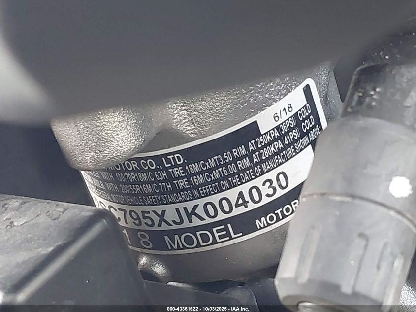 2018 Honda Gl1800 D VIN: JH2SC795XJK004030 Lot: 43361622