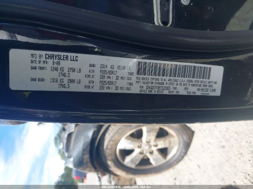 2009 Dodge Journey Sxt VIN: 3D4GG57V89T523925 Lot: 43361930