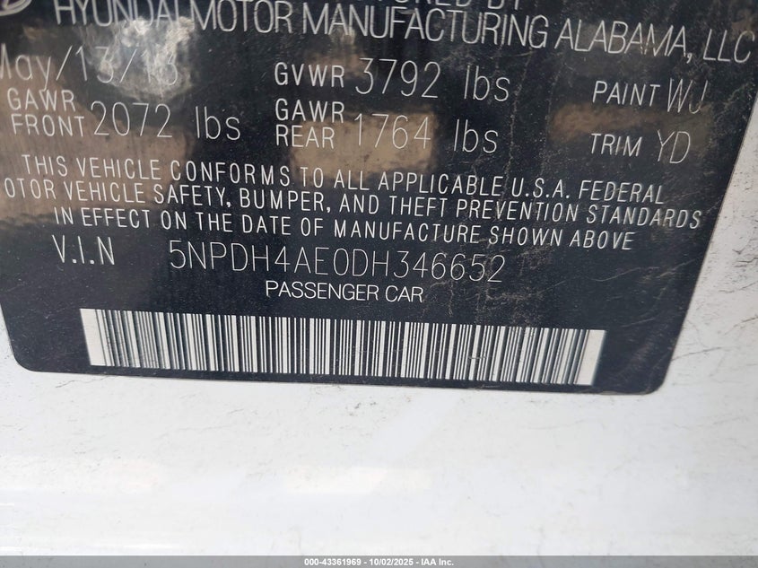 2013 HYUNDAI ELANTRA GLS - 5NPDH4AE0DH346652