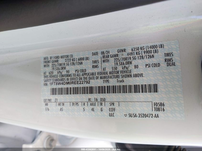 2024 Ford F-450 Xl VIN: 1FT8W4DM0REE22792 Lot: 43362051