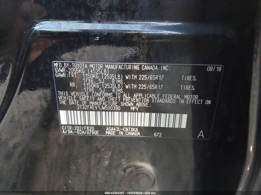 2018 TOYOTA RAV4 LE - 2T3ZFREV1JW500390